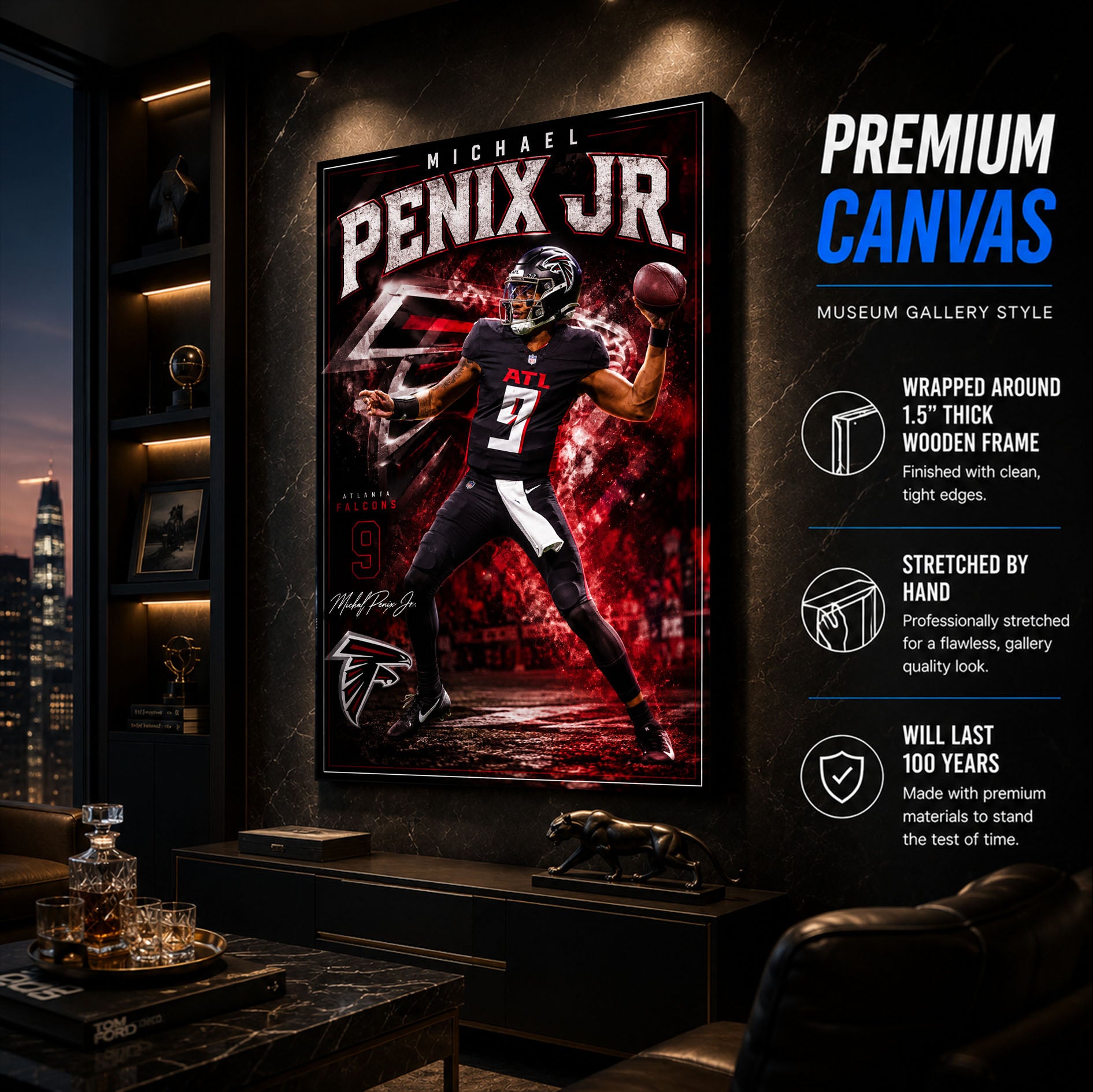 Michael Penix Jr Falcons Fan Poster or Canvas Wall Art