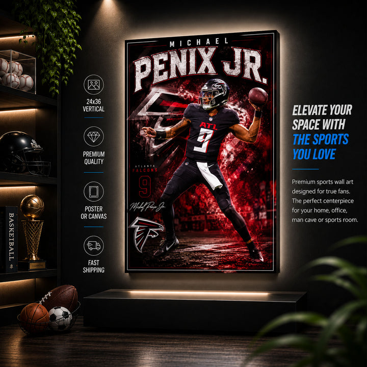 Michael Penix Jr Falcons Fan Poster or Canvas Wall Art