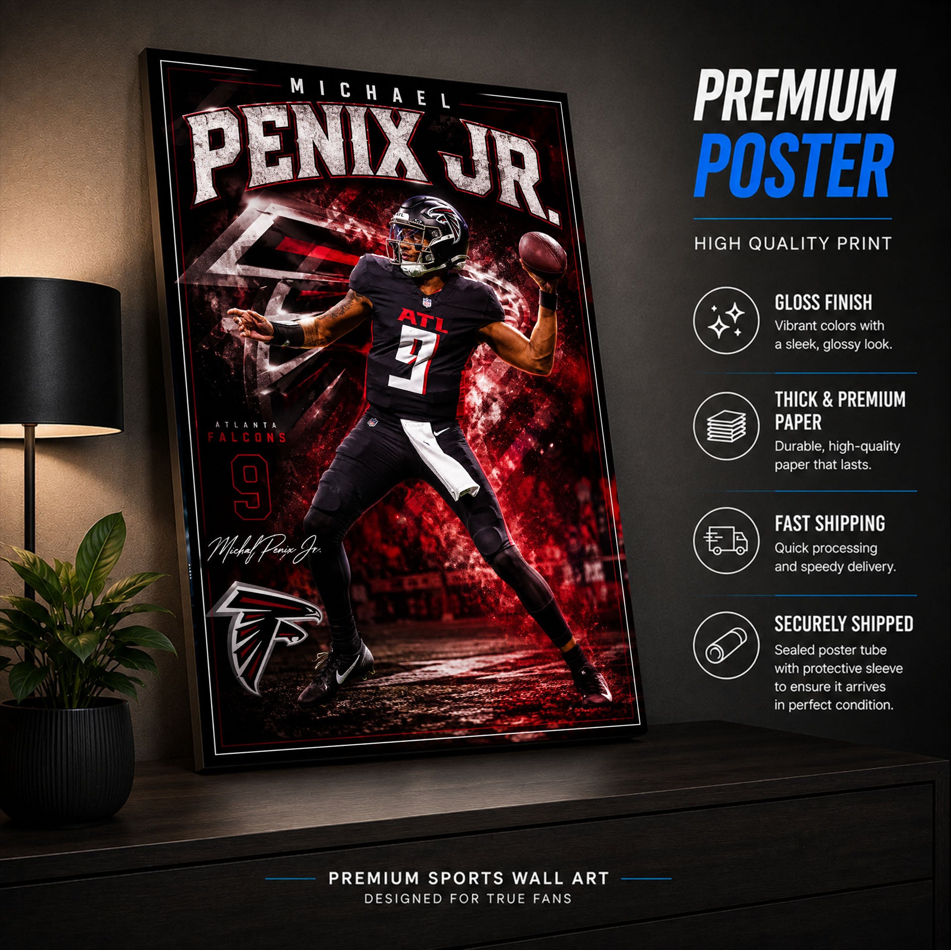 Michael Penix Jr Falcons Fan Poster or Canvas Wall Art
