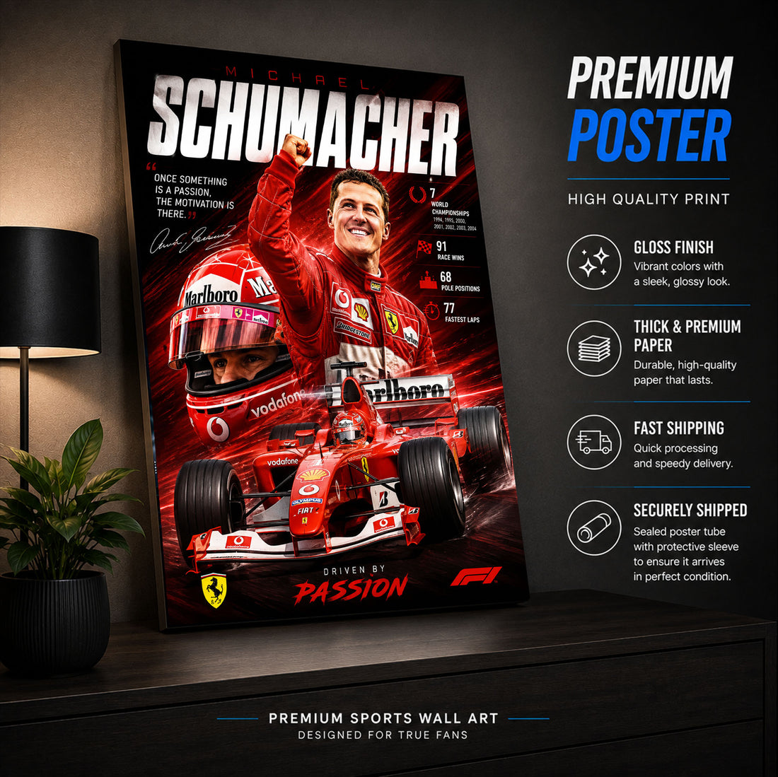Michael Schumacher Poster & Canvas – Ferrari Formula 1 Racing Legend Wall Art