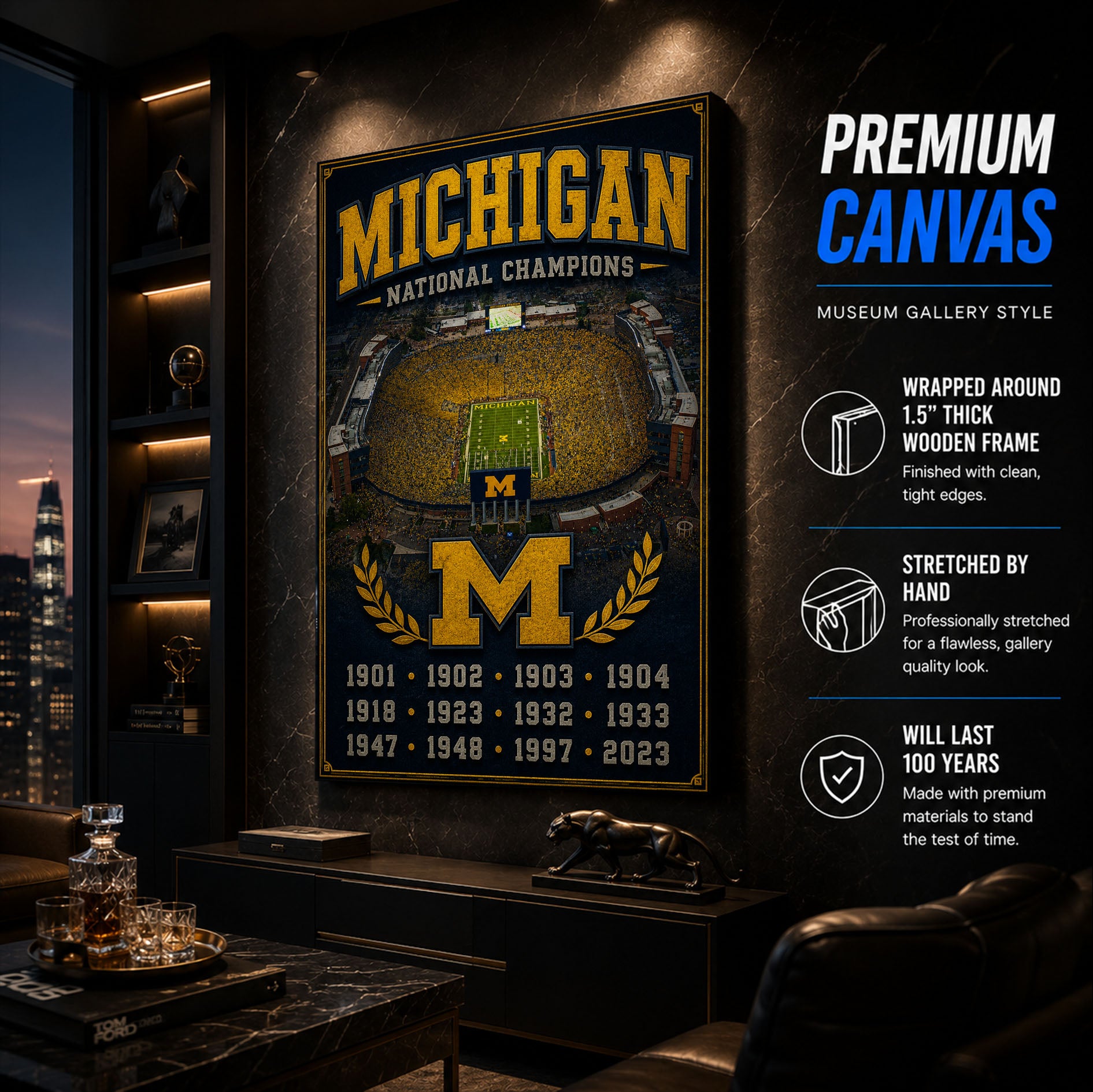 Michigan Football Stadium Fan Poster or Canvas Wall Art