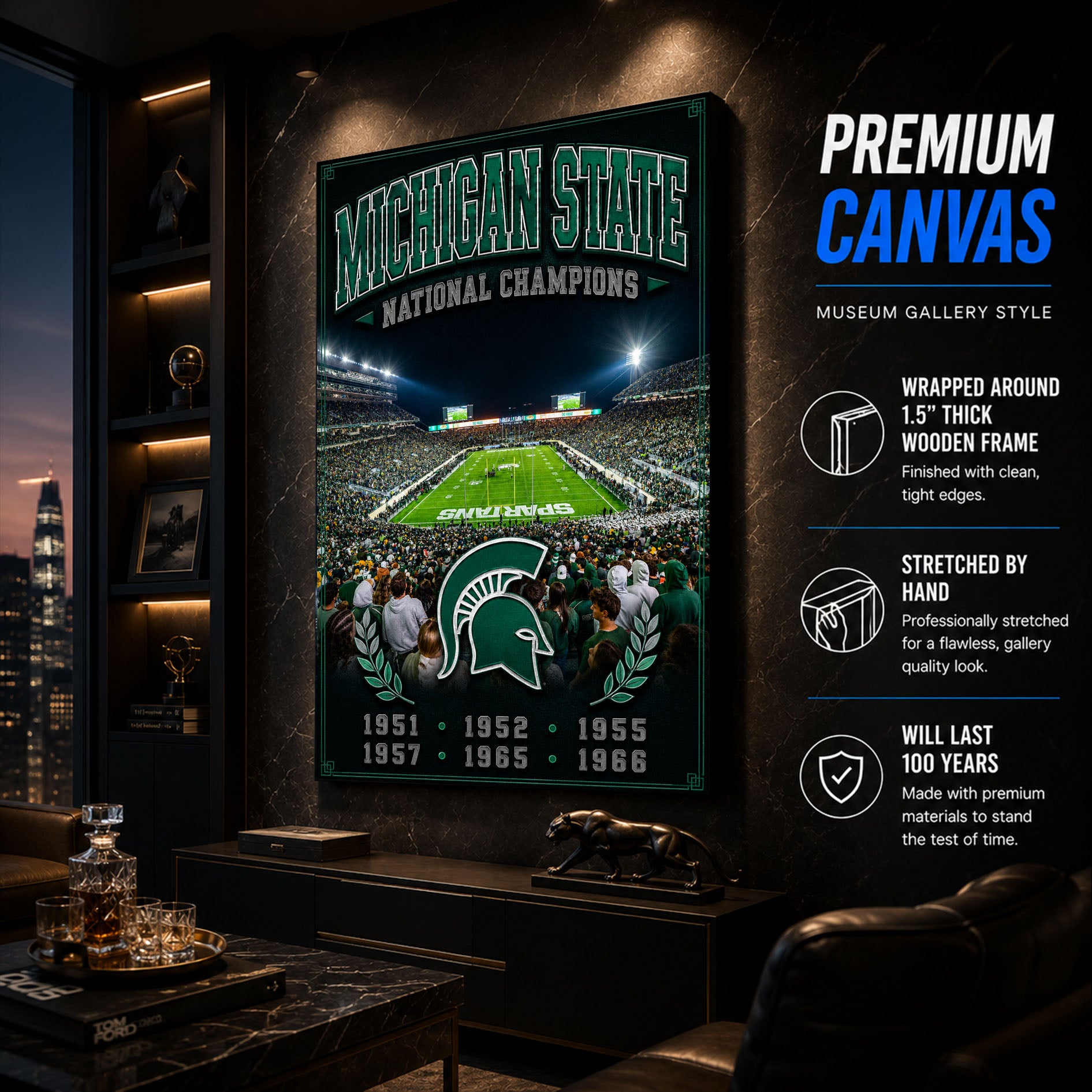 Michigan State Football Stadium Fan Poster or Canvas Wall Art