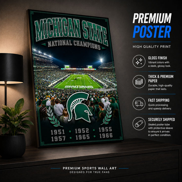 Michigan State Football Stadium Fan Poster or Canvas Wall Art
