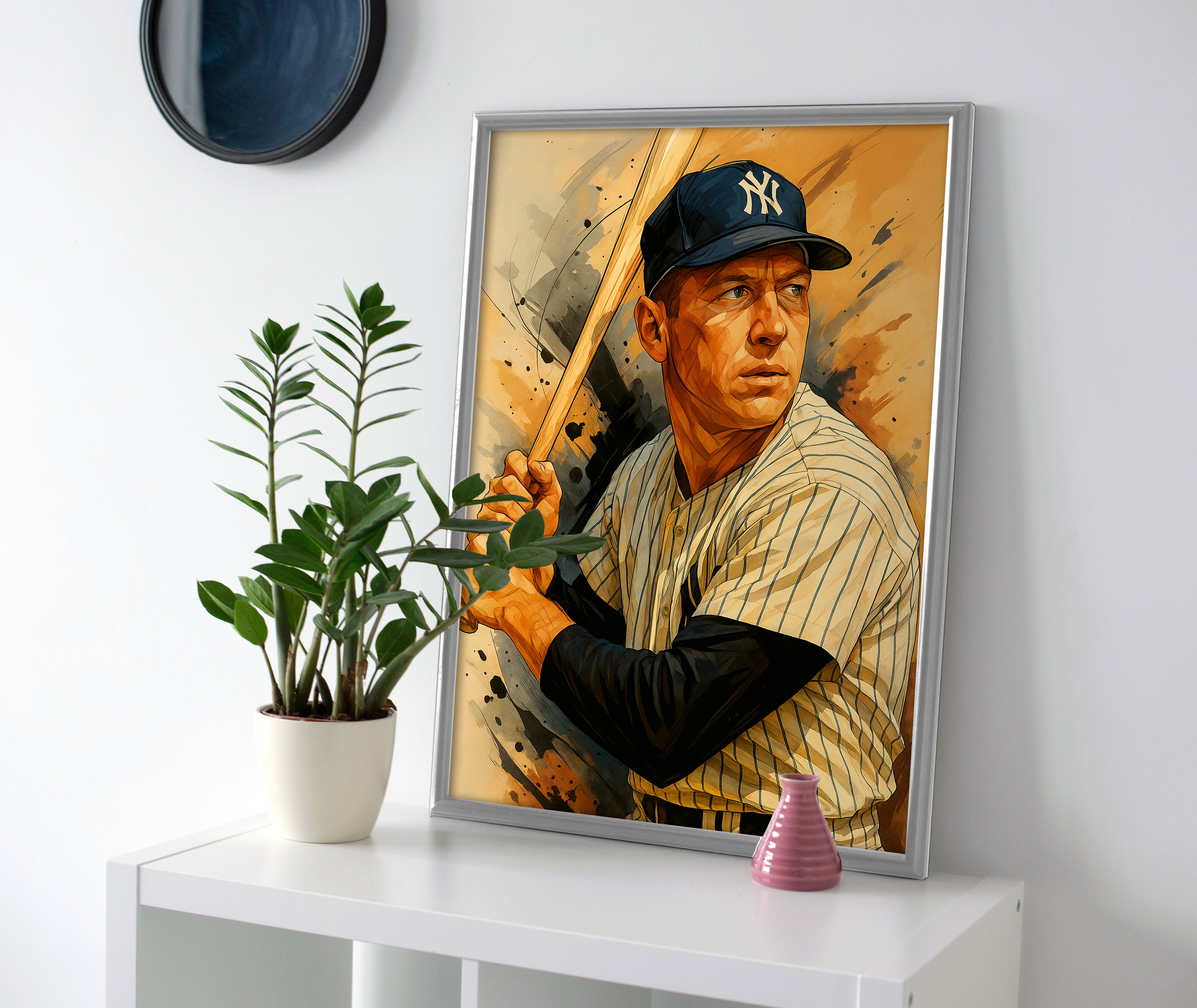 mickey mantle poster canvas painting wall art print yankees decor
