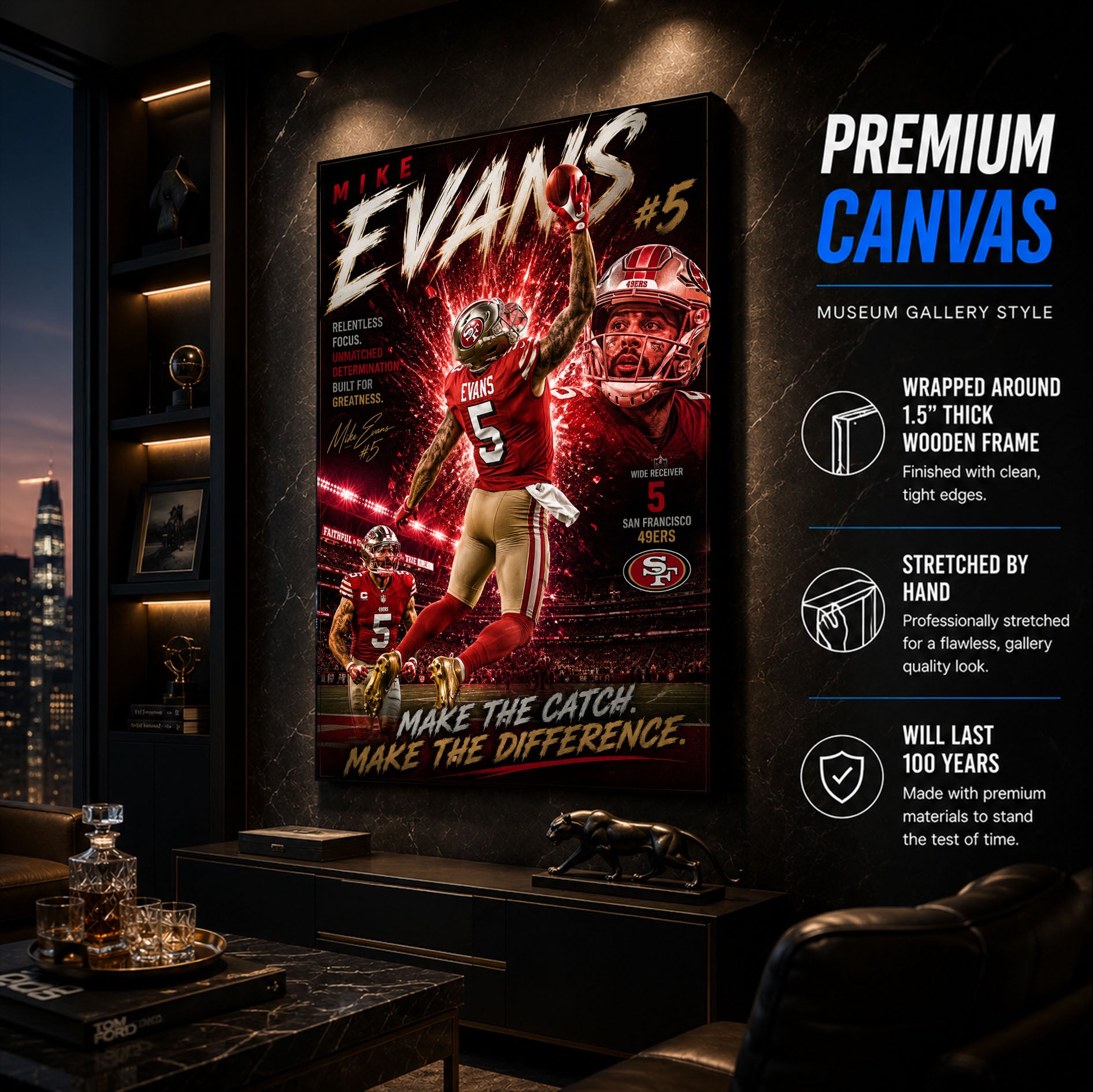 Mike Evans 49ers Fan Poster or Canvas Wall Art