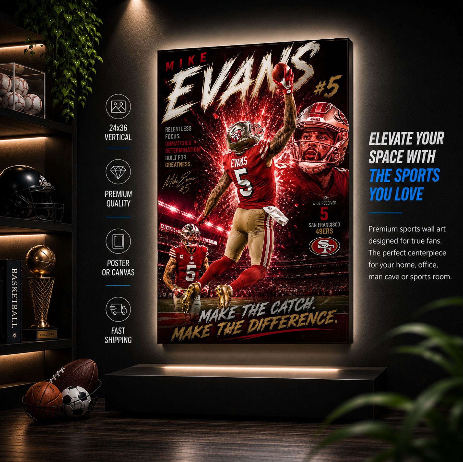 Mike Evans 49ers Fan Poster or Canvas Wall Art