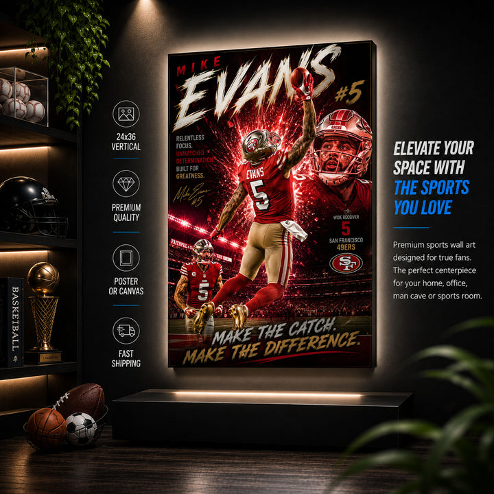 Mike Evans 49ers Fan Poster or Canvas Wall Art