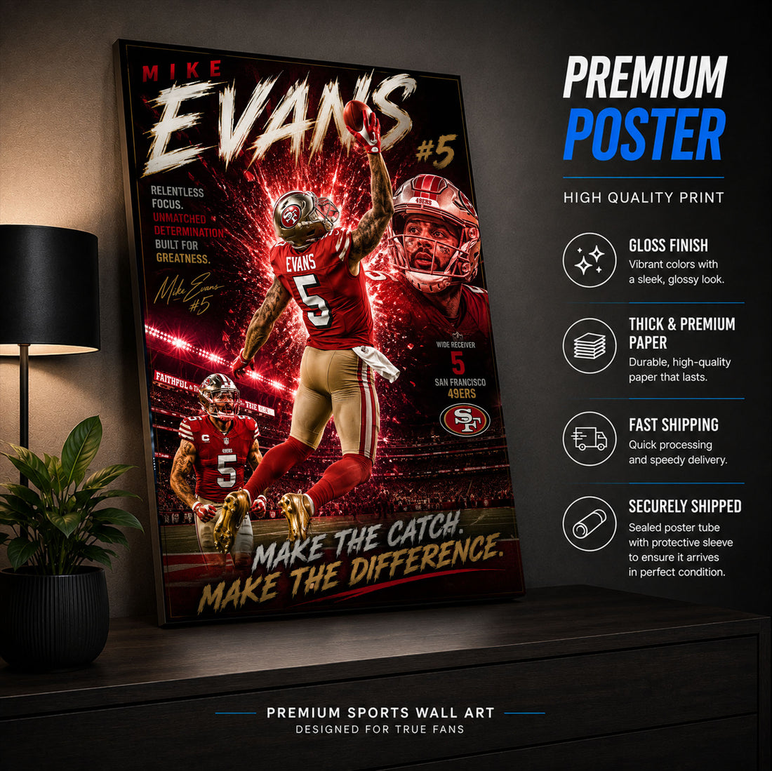 Mike Evans 49ers Fan Poster or Canvas Wall Art