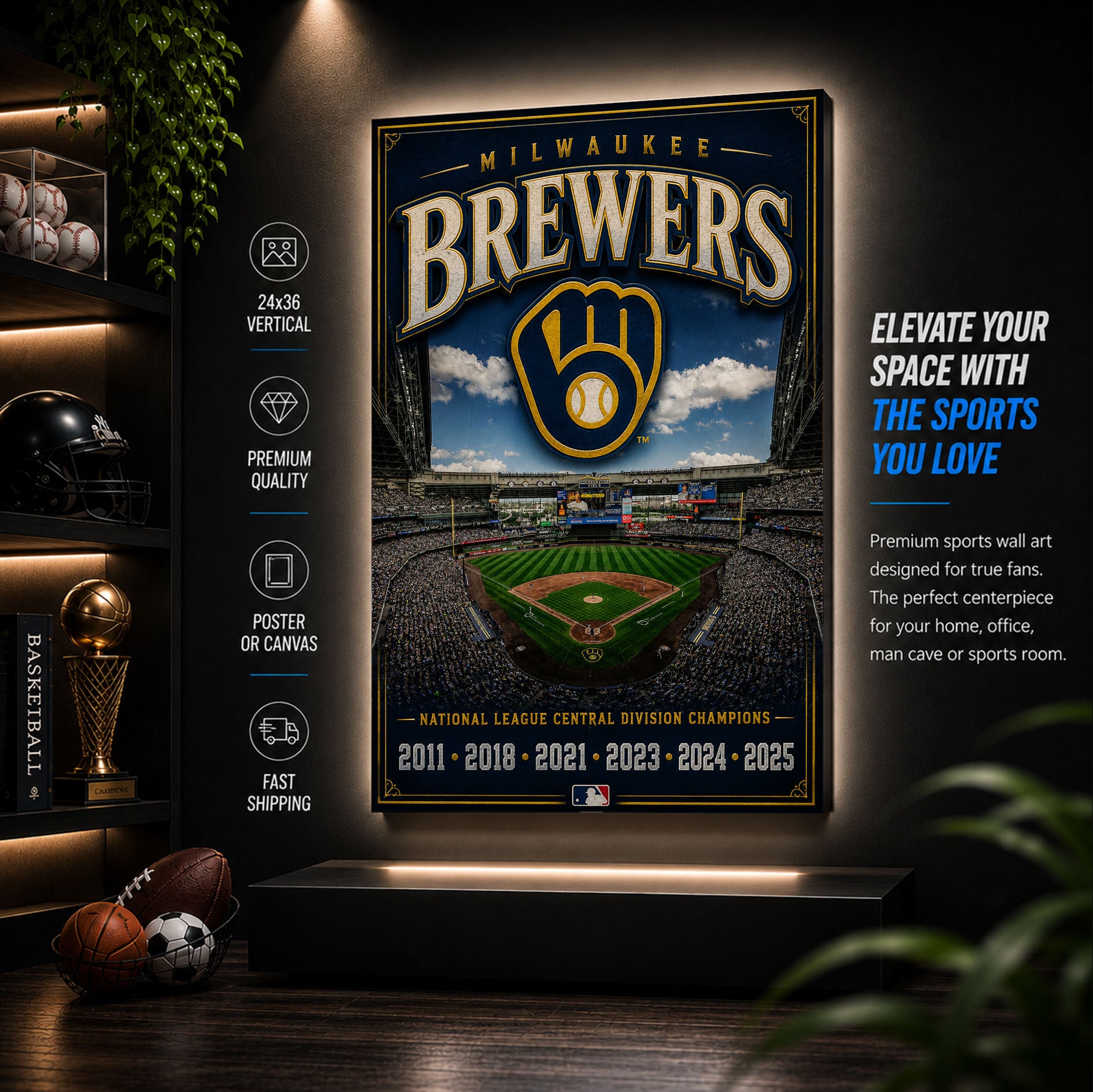 Milwaukee Brewers Stadium Fan Poster or Canvas Wall Art