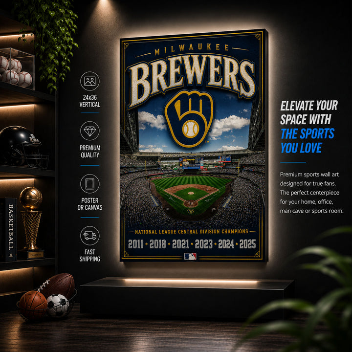 Milwaukee Brewers Stadium Fan Poster or Canvas Wall Art