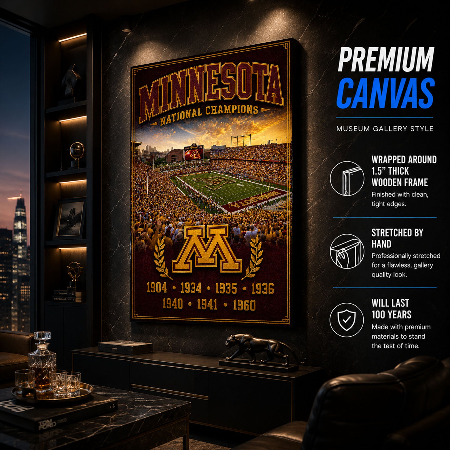 Minnesota Golden Gophers Football Stadium Fan Poster or Canvas Wall Art