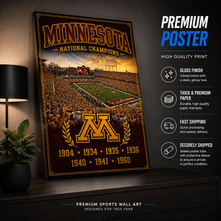 Minnesota Golden Gophers Football Stadium Fan Poster or Canvas Wall Art