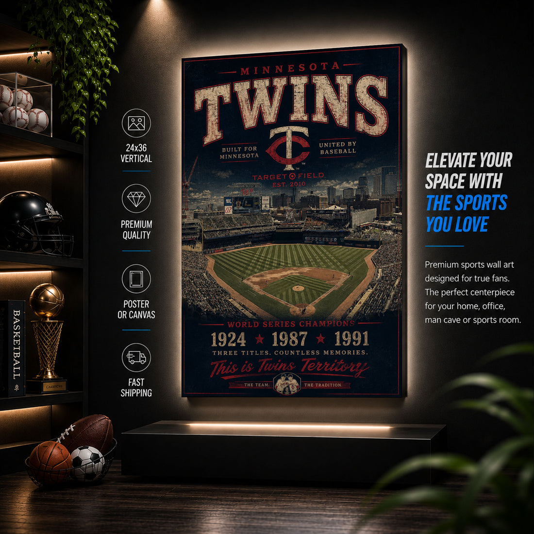Minnesota Twins Stadium Fan Poster or Canvas Wall Art