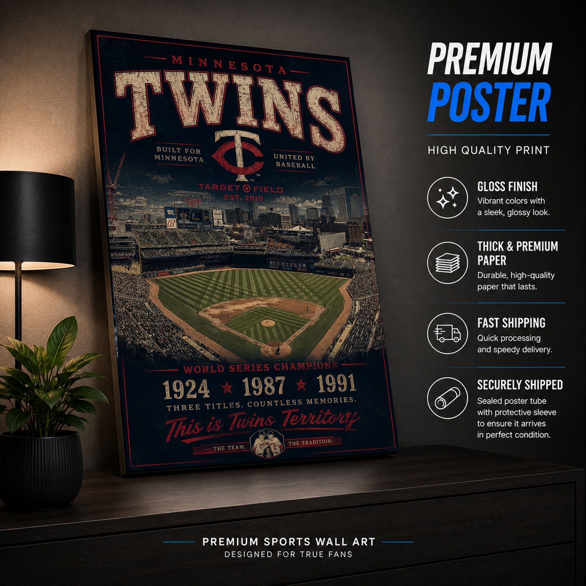 Minnesota Twins Stadium Fan Poster or Canvas Wall Art