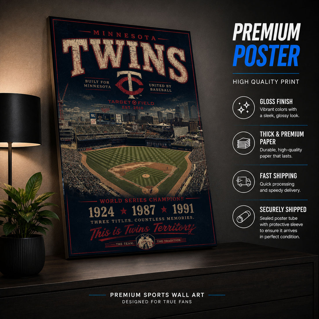 Minnesota Twins Stadium Fan Poster or Canvas Wall Art