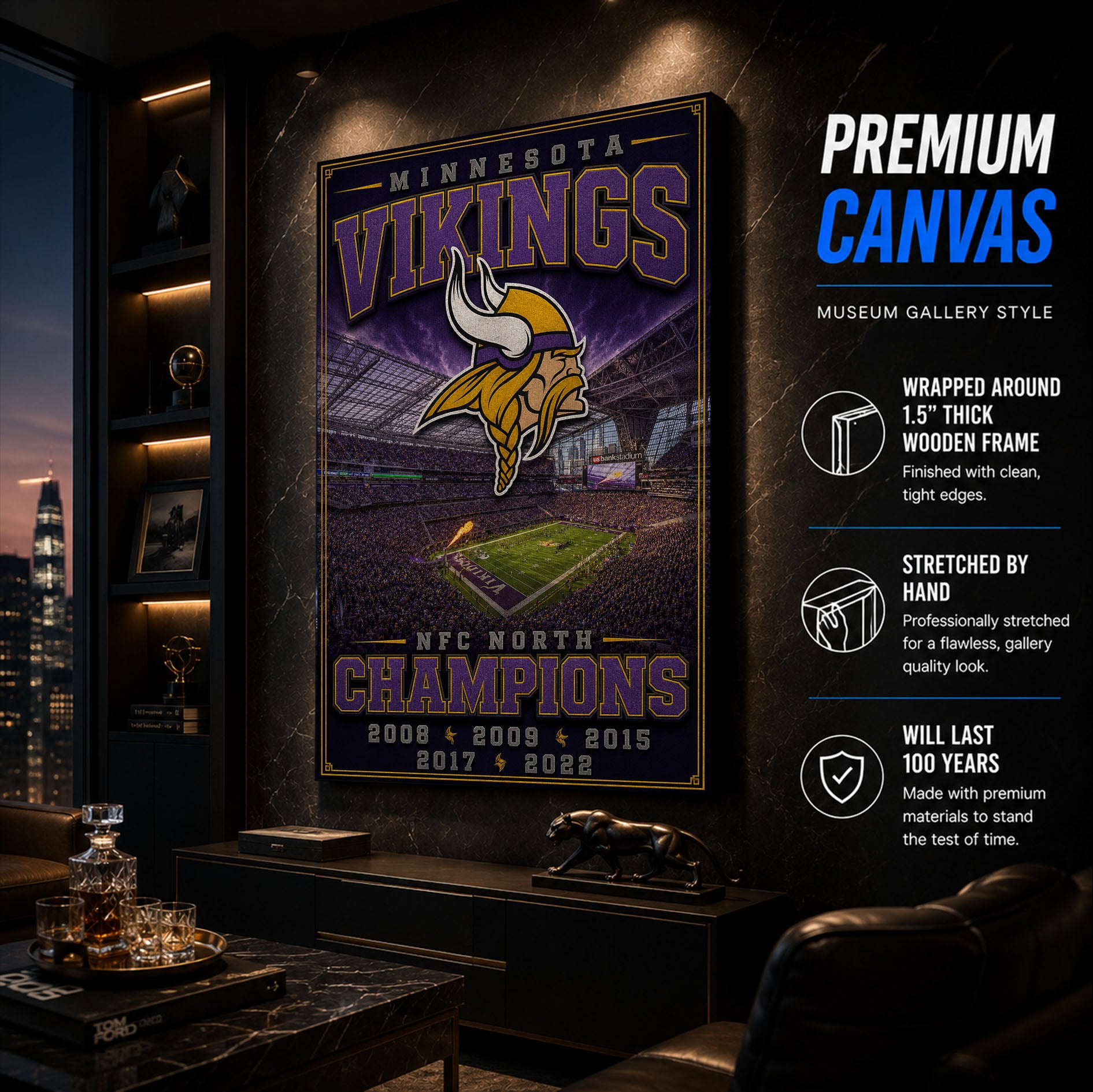 Minnesota Vikings Stadium Fan Poster or Canvas Wall Art