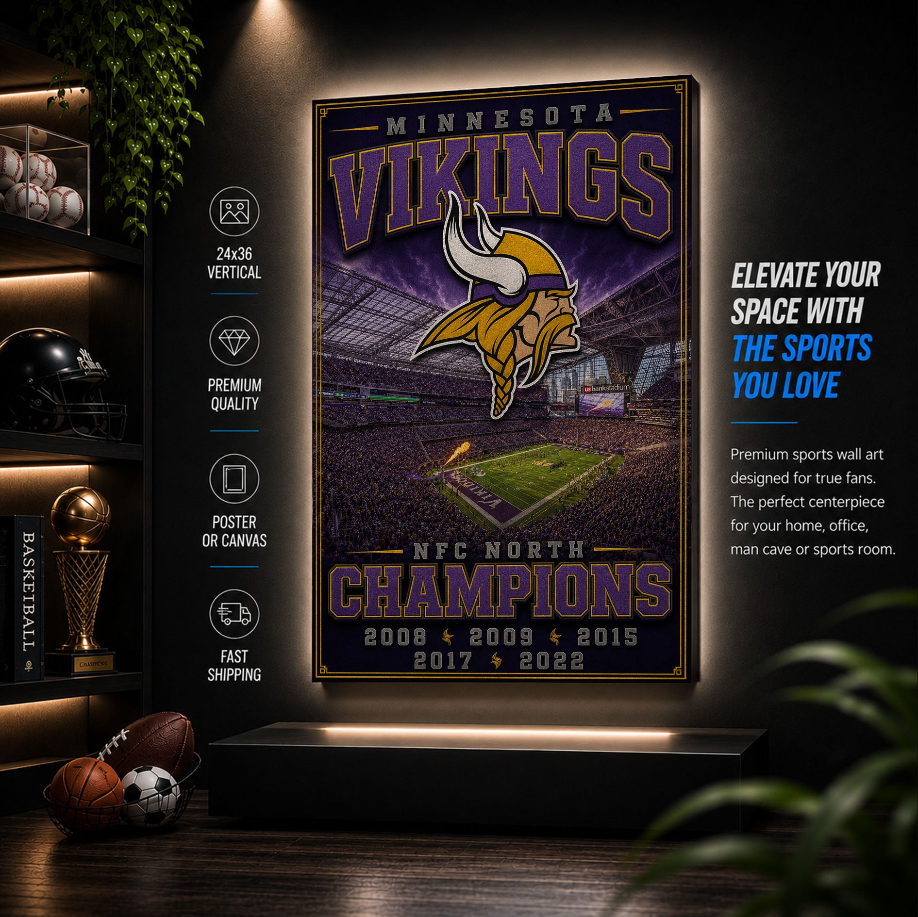Minnesota Vikings Stadium Fan Poster or Canvas Wall Art