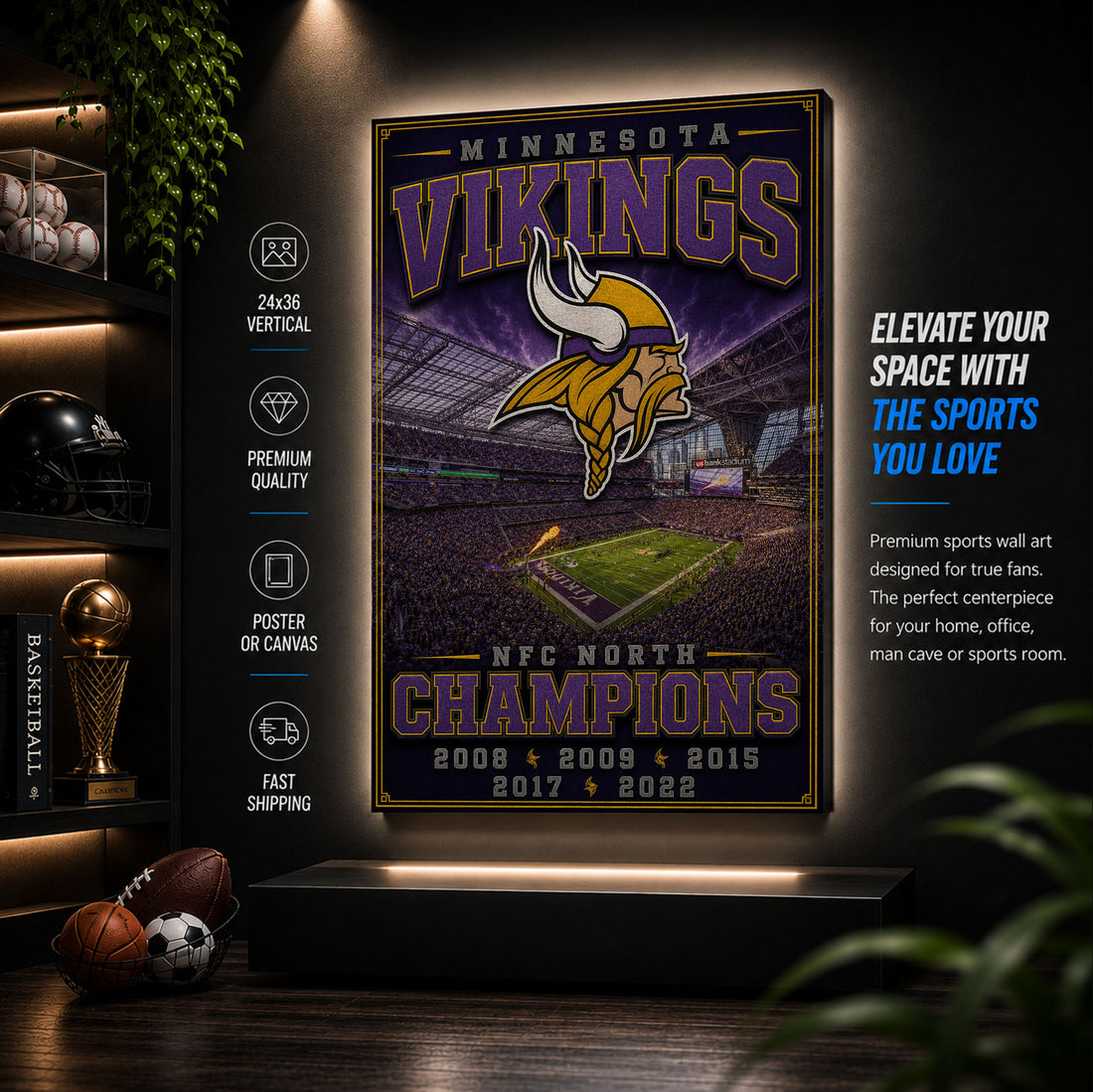 Minnesota Vikings Stadium Fan Poster or Canvas Wall Art