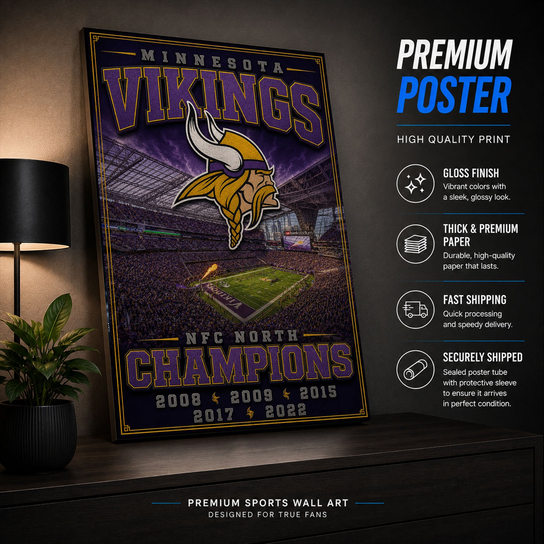 Minnesota Vikings Stadium Fan Poster or Canvas Wall Art