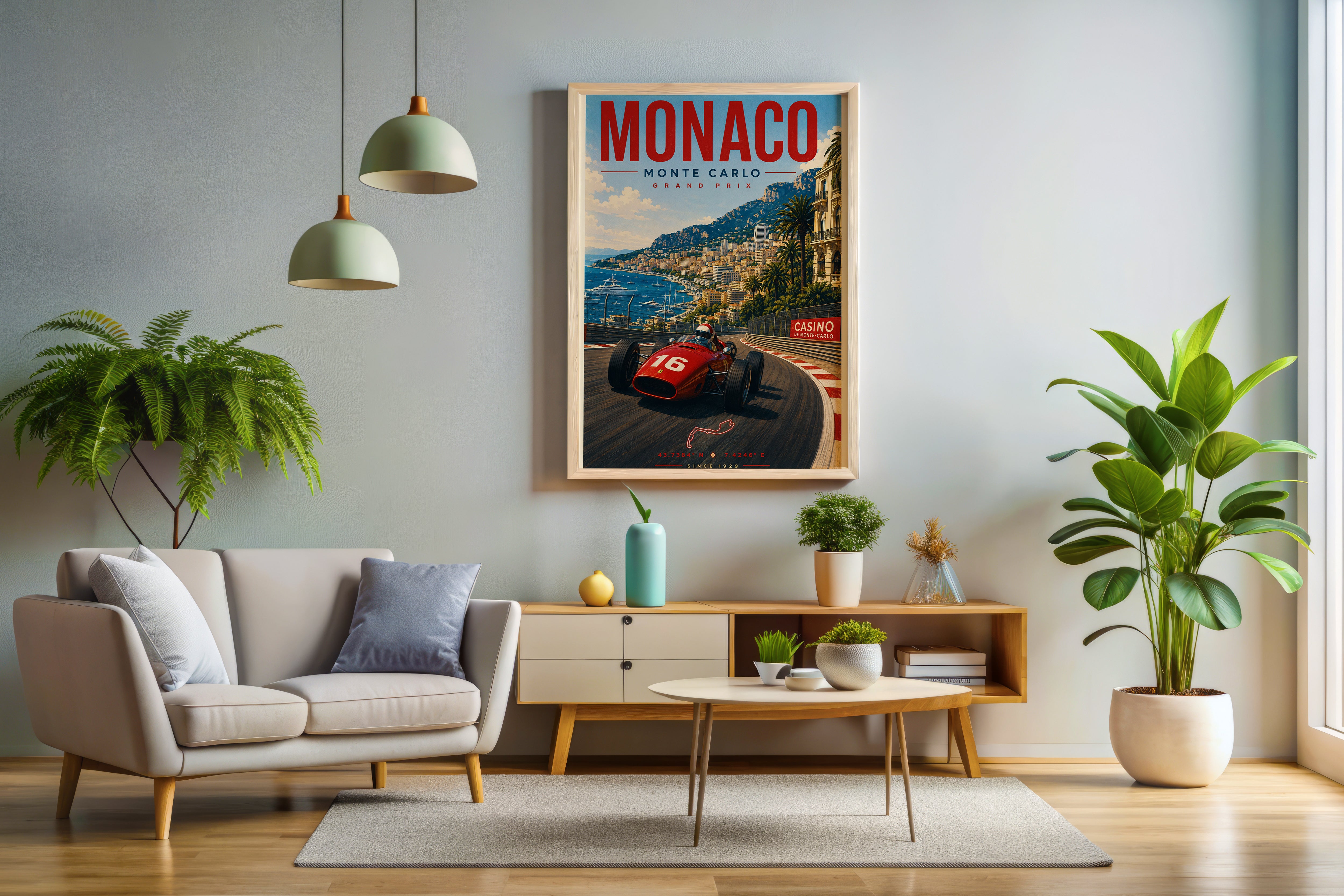 Vintage Monaco Grand Prix Poster & Canvas – Monte Carlo Racing Wall Art
