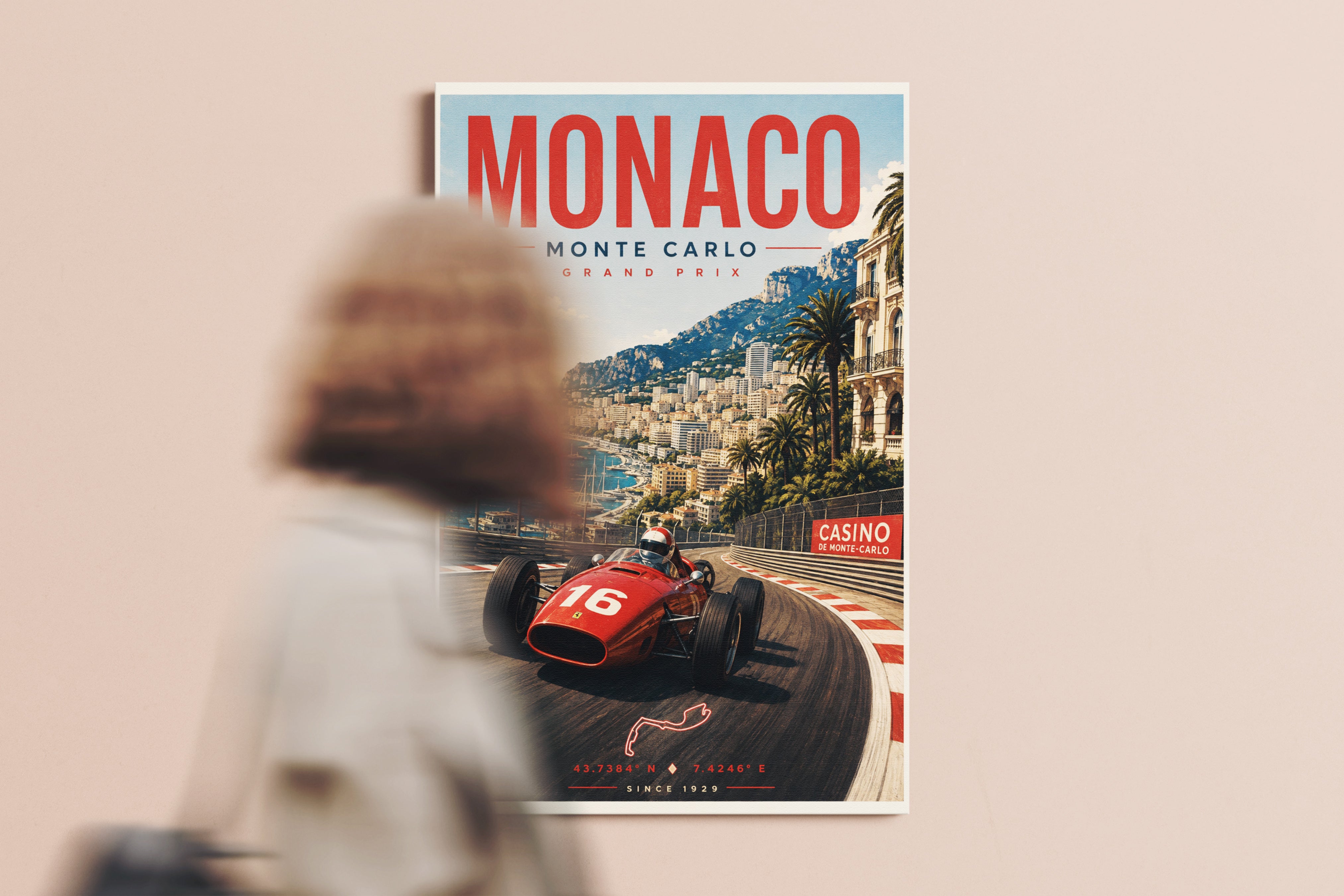 Vintage Monaco Grand Prix Poster & Canvas – Monte Carlo Racing Wall Art