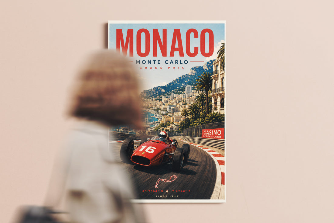 Vintage Monaco Grand Prix Poster & Canvas – Monte Carlo Racing Wall Art