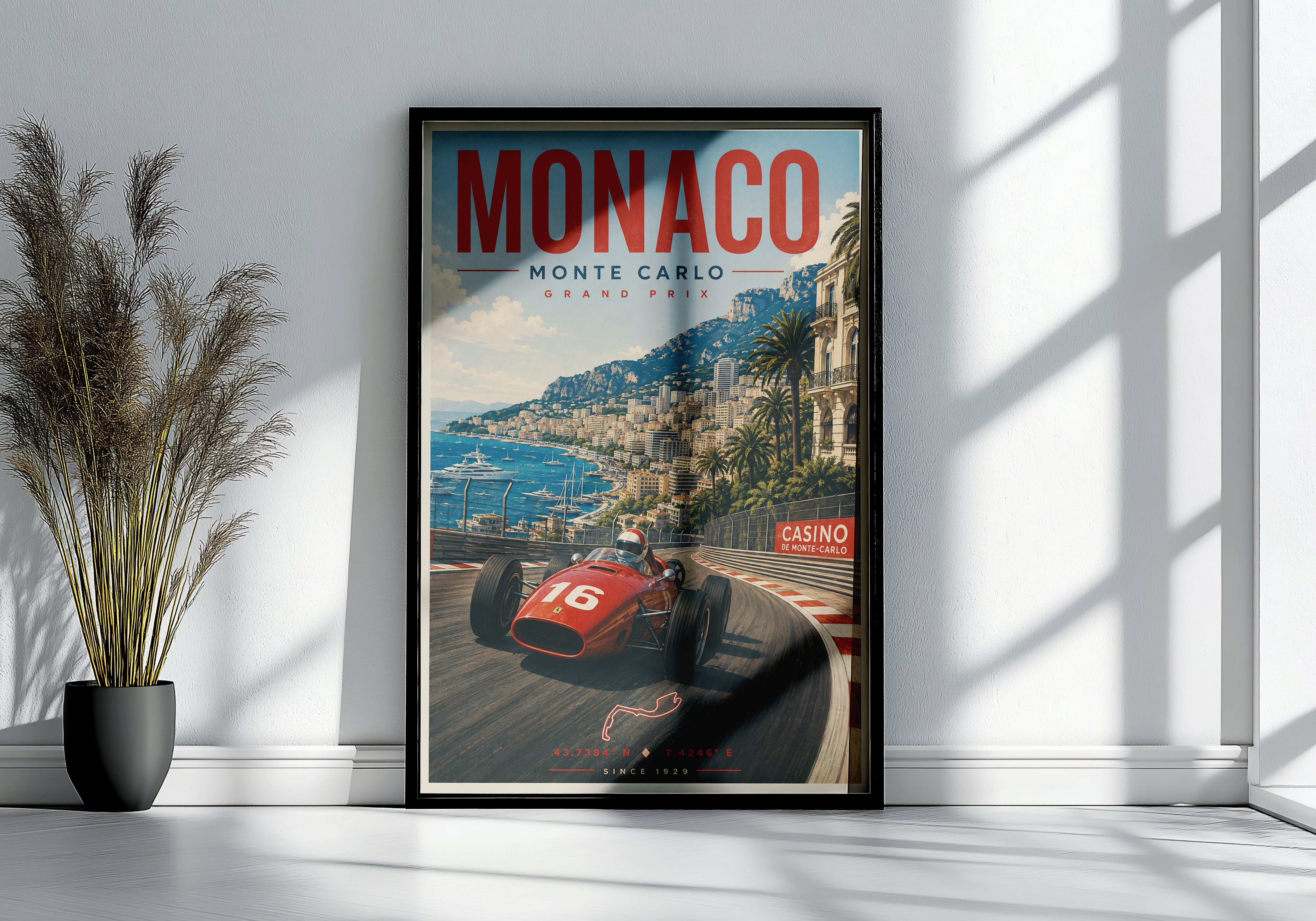 Vintage Monaco Grand Prix Poster & Canvas – Monte Carlo Racing Wall Art