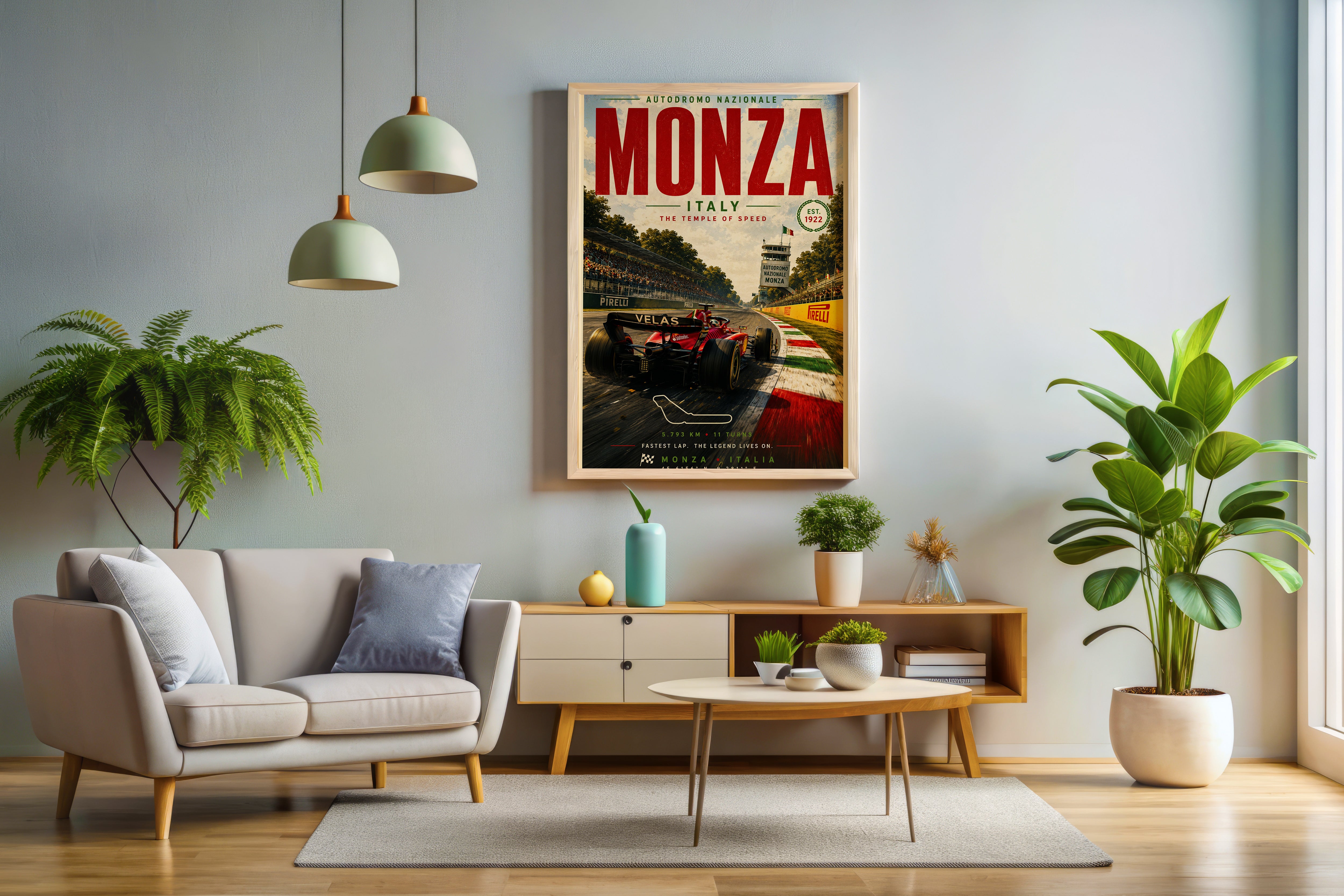 Monza F1 Racing Vertical Poster & Canvas – Italian Grand Prix Motorsport Wall Art