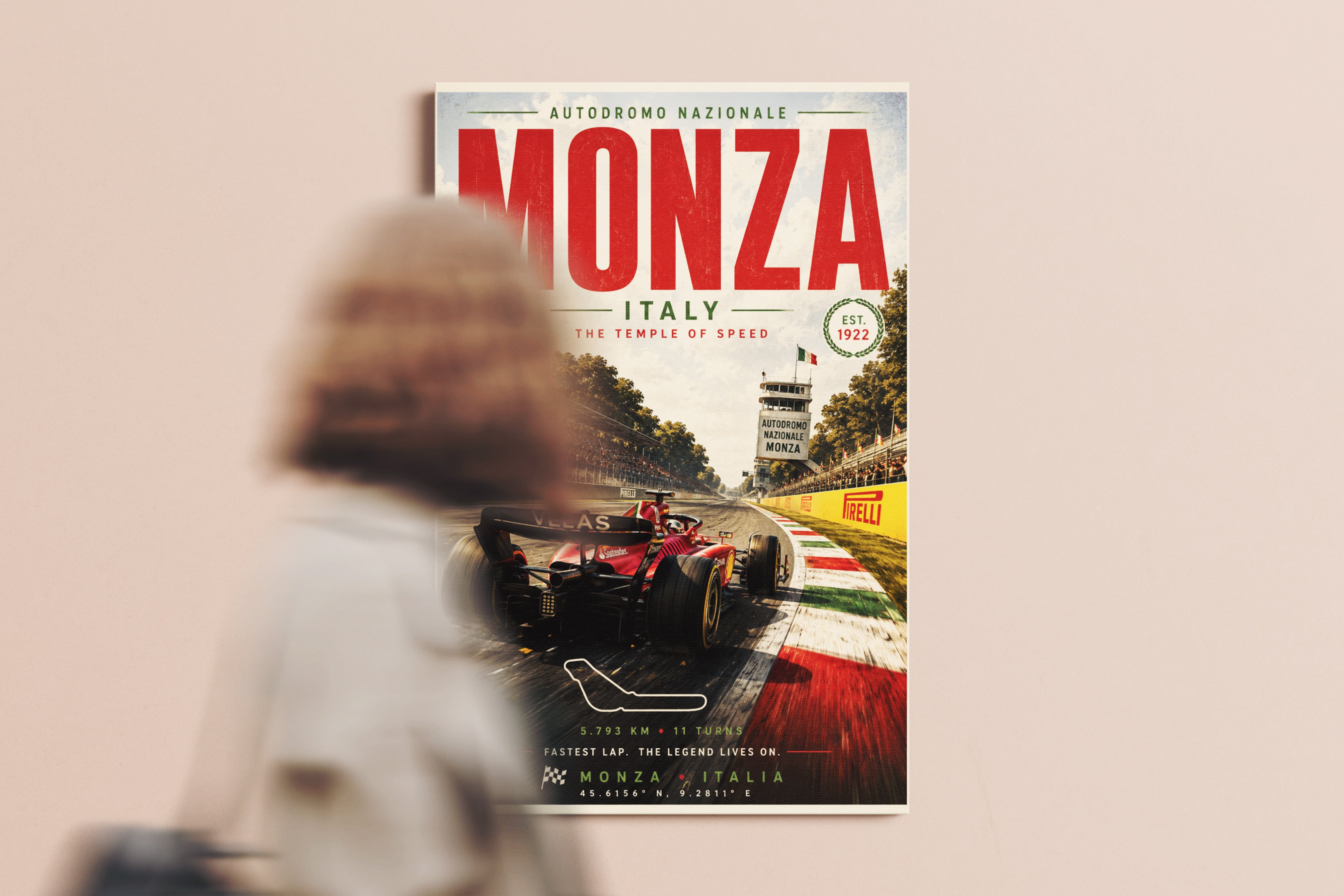 Monza F1 Racing Vertical Poster & Canvas – Italian Grand Prix Motorsport Wall Art