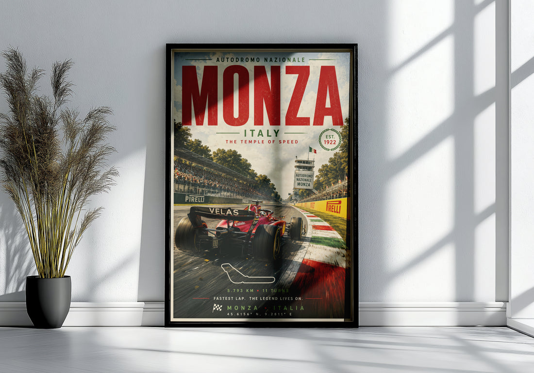 Monza F1 Racing Vertical Poster & Canvas – Italian Grand Prix Motorsport Wall Art