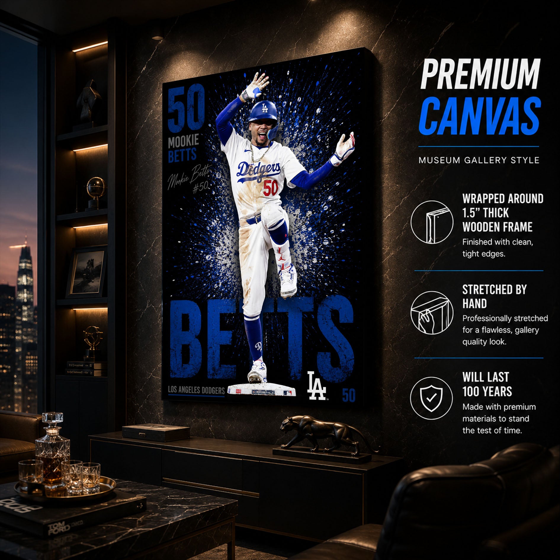 Mookie Betts Dodgers Poster or Canvas Wall Art