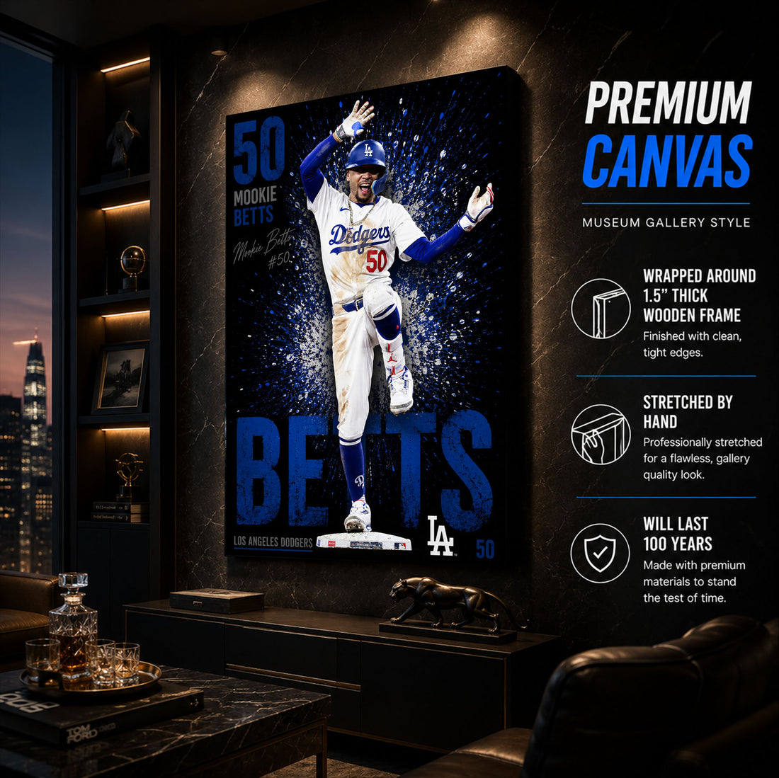 Mookie Betts Dodgers Poster or Canvas Wall Art