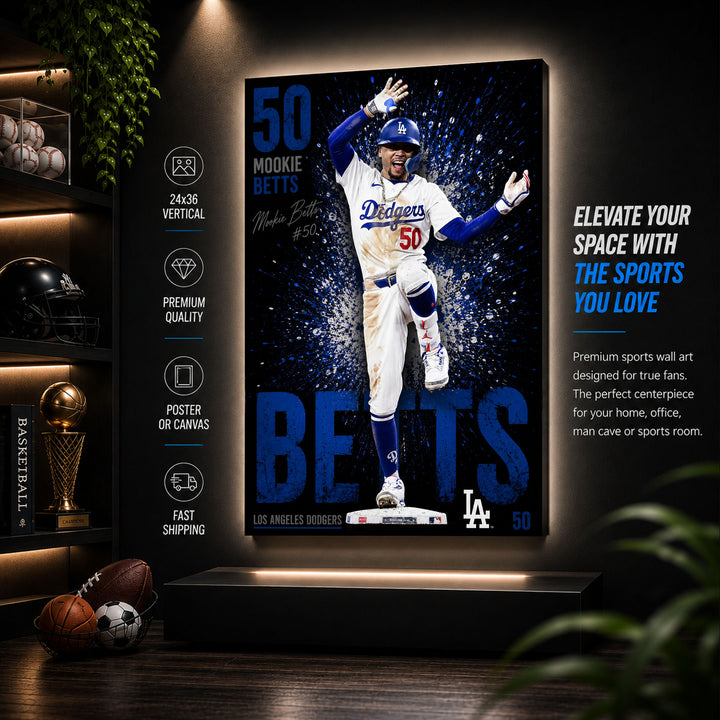 Mookie Betts Dodgers Poster or Canvas Wall Art