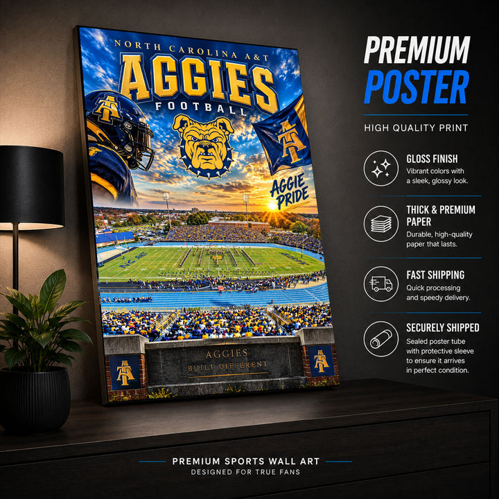North Carolina A&T Football Stadium Poster or Canvas Wall Art