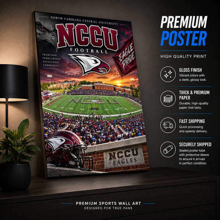 NC Central Football Stadium Poster or Canvas Wall Art