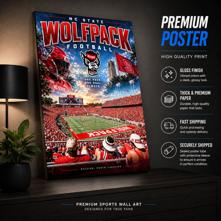 NC State Wolfpack Football Stadium Poster or Canvas Wall Art