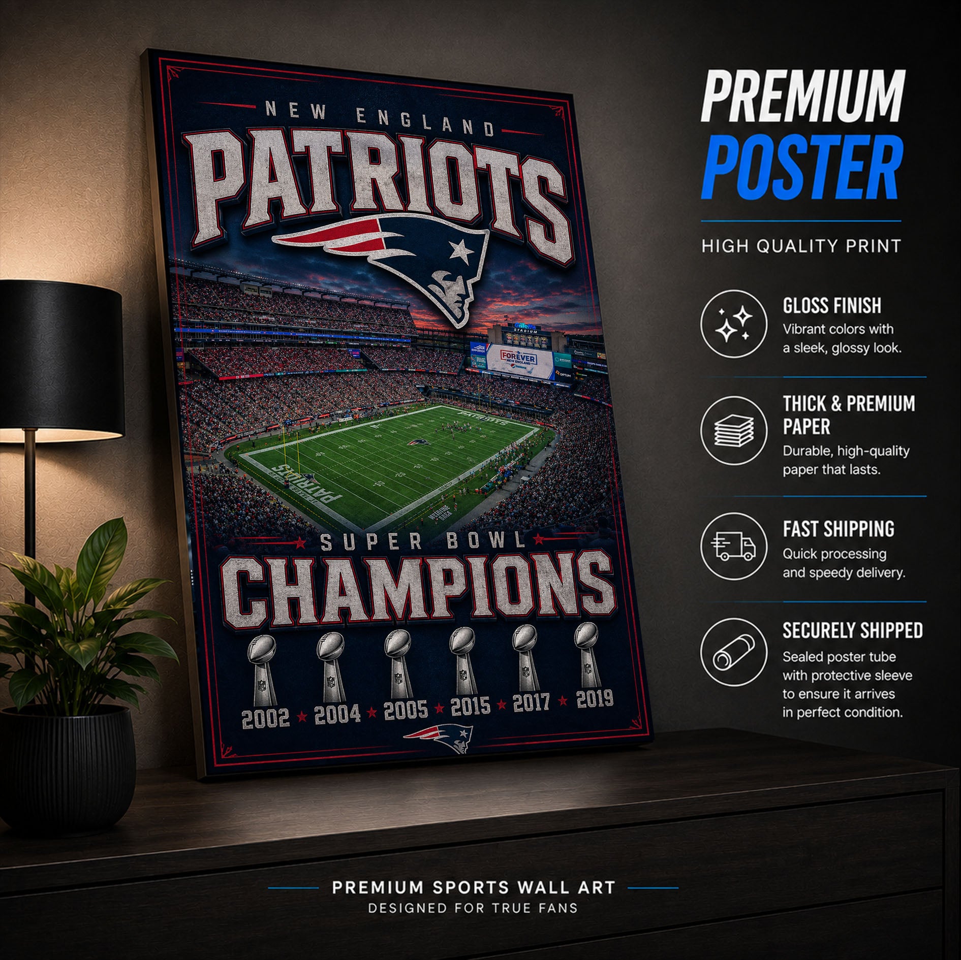 New England Patriots Stadium Fan Poster or Canvas Wall Art