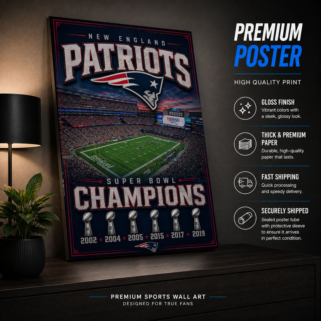 New England Patriots Stadium Fan Poster or Canvas Wall Art