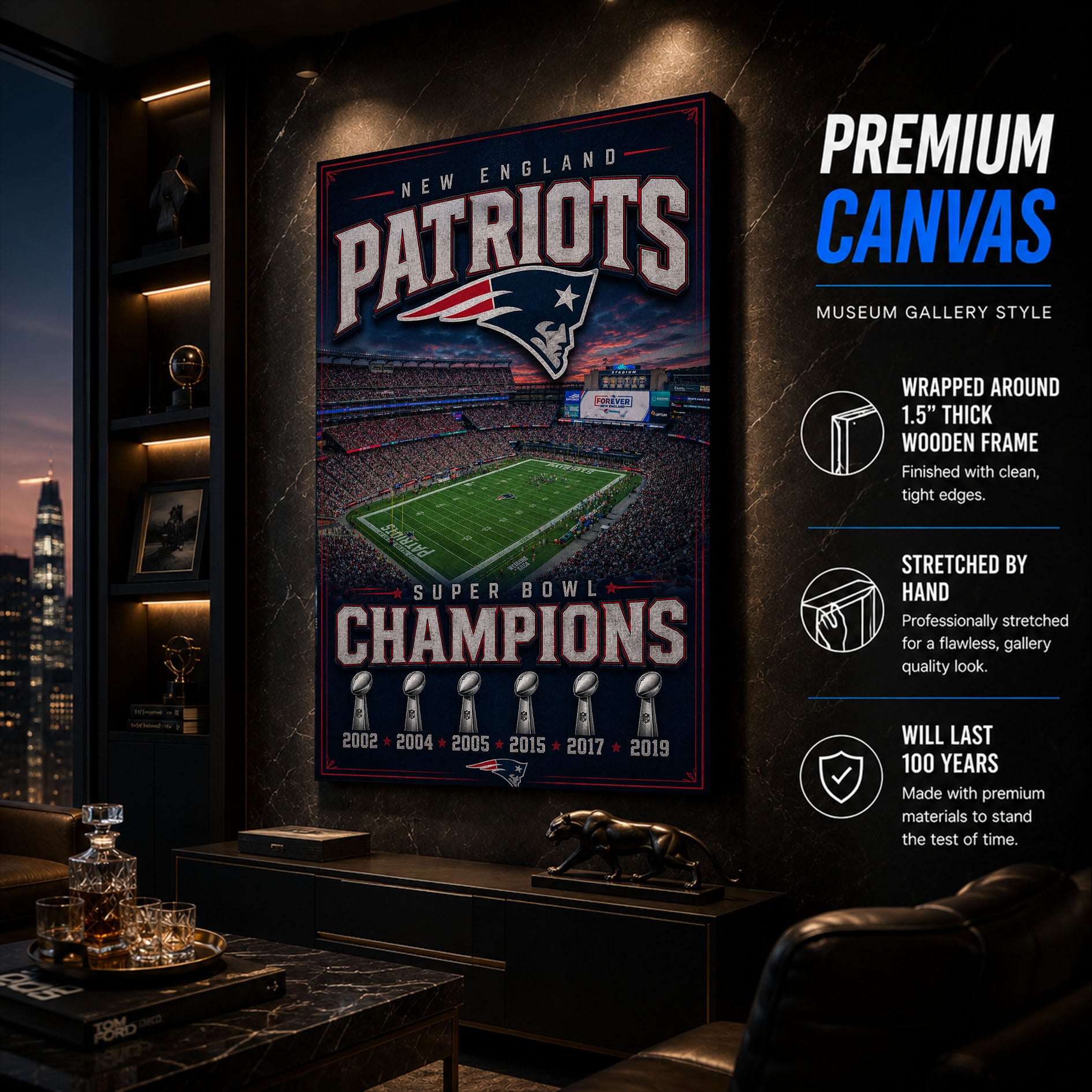 New England Patriots Stadium Fan Poster or Canvas Wall Art
