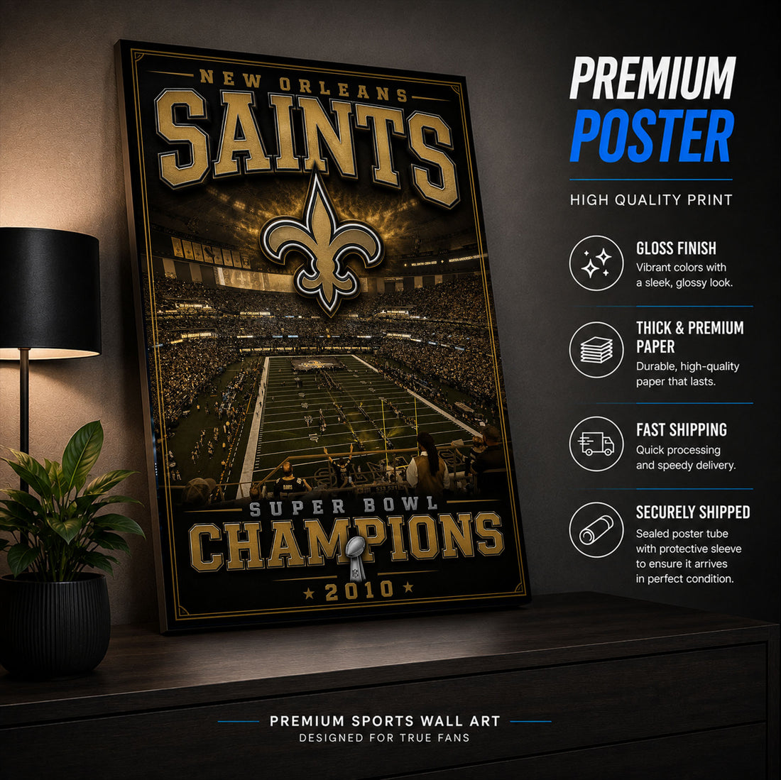 New Orleans Saints Stadium Fan Poster or Canvas Wall Art