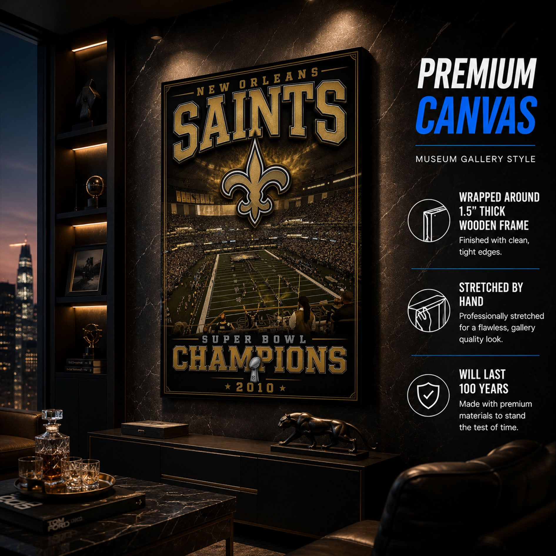 New Orleans Saints Stadium Fan Poster or Canvas Wall Art