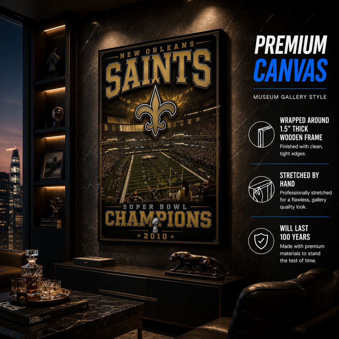New Orleans Saints Stadium Fan Poster or Canvas Wall Art