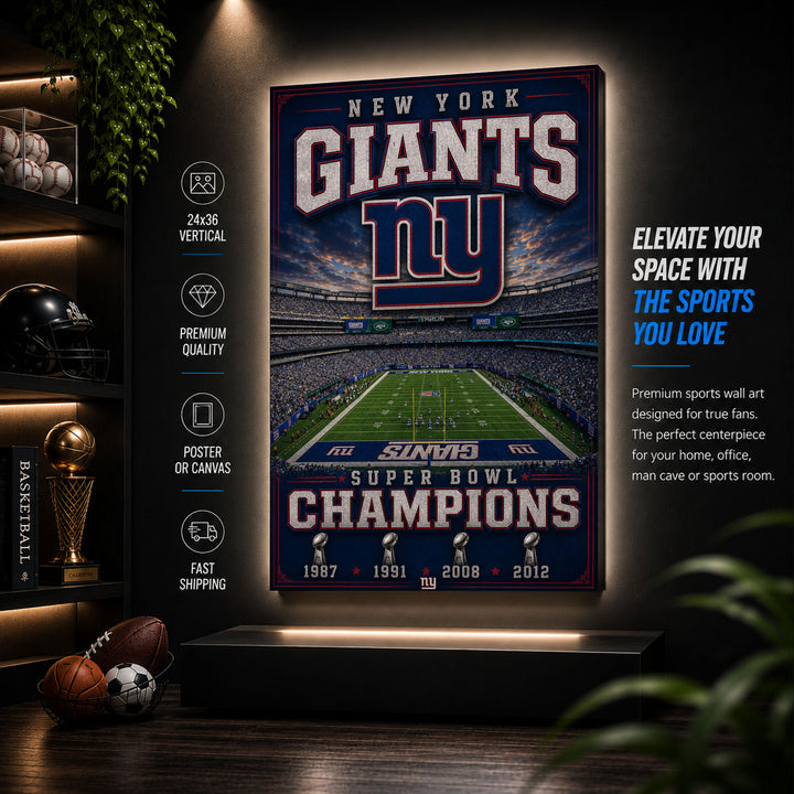 New York Giants Stadium Fan Poster or Canvas Wall Art