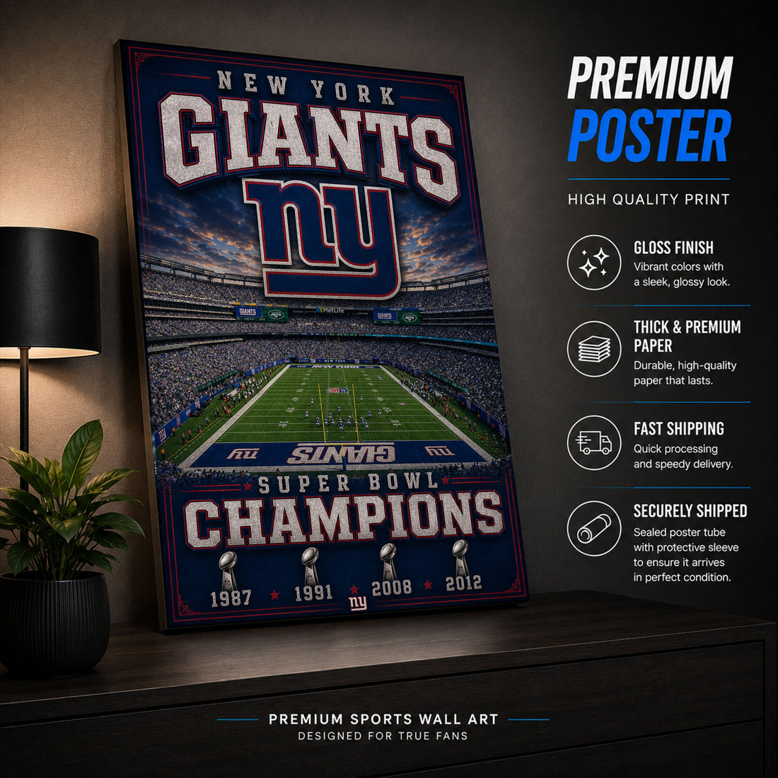 New York Giants Stadium Fan Poster or Canvas Wall Art