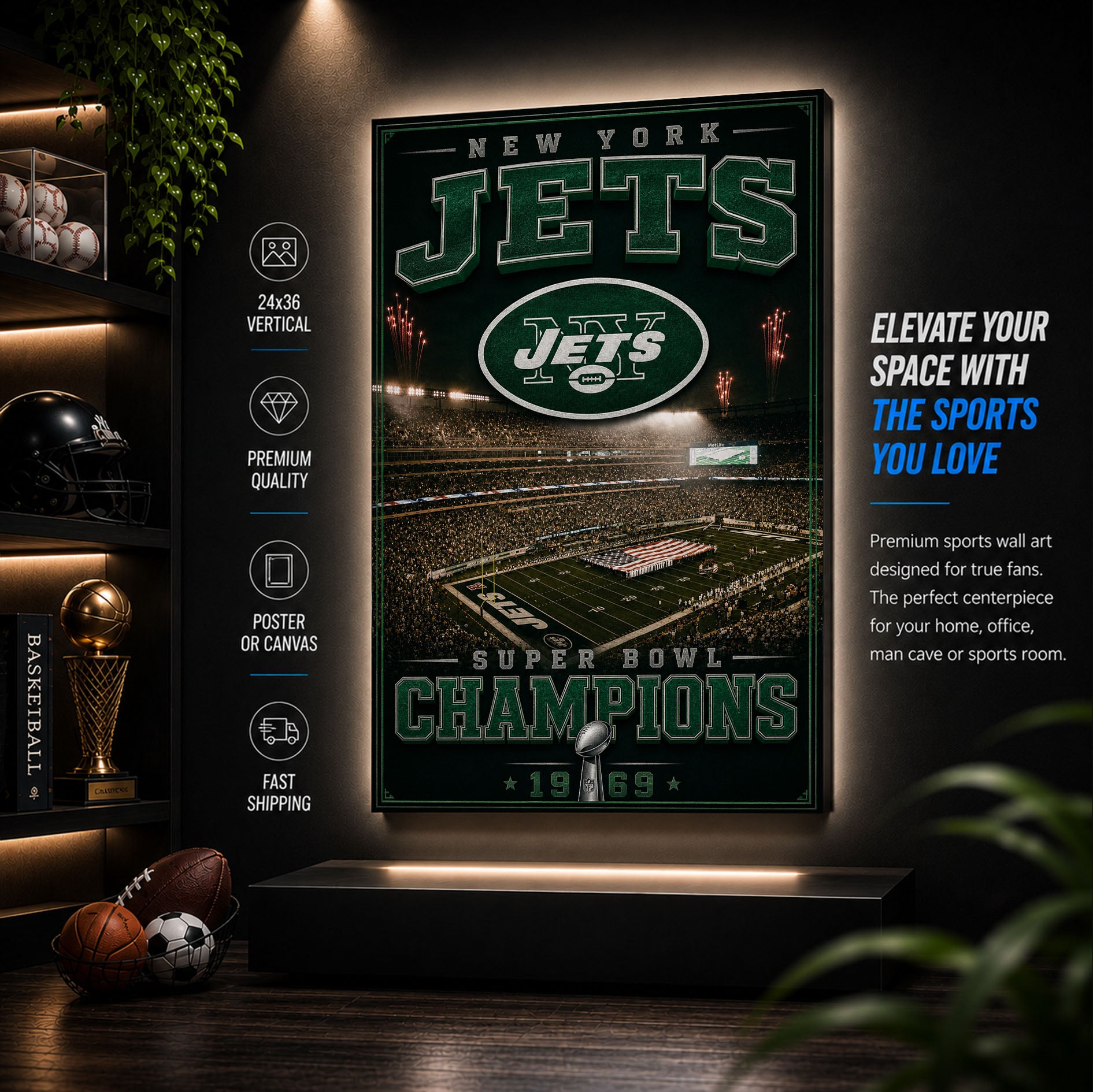 New York Jets Stadium Fan Poster or Canvas Wall Art