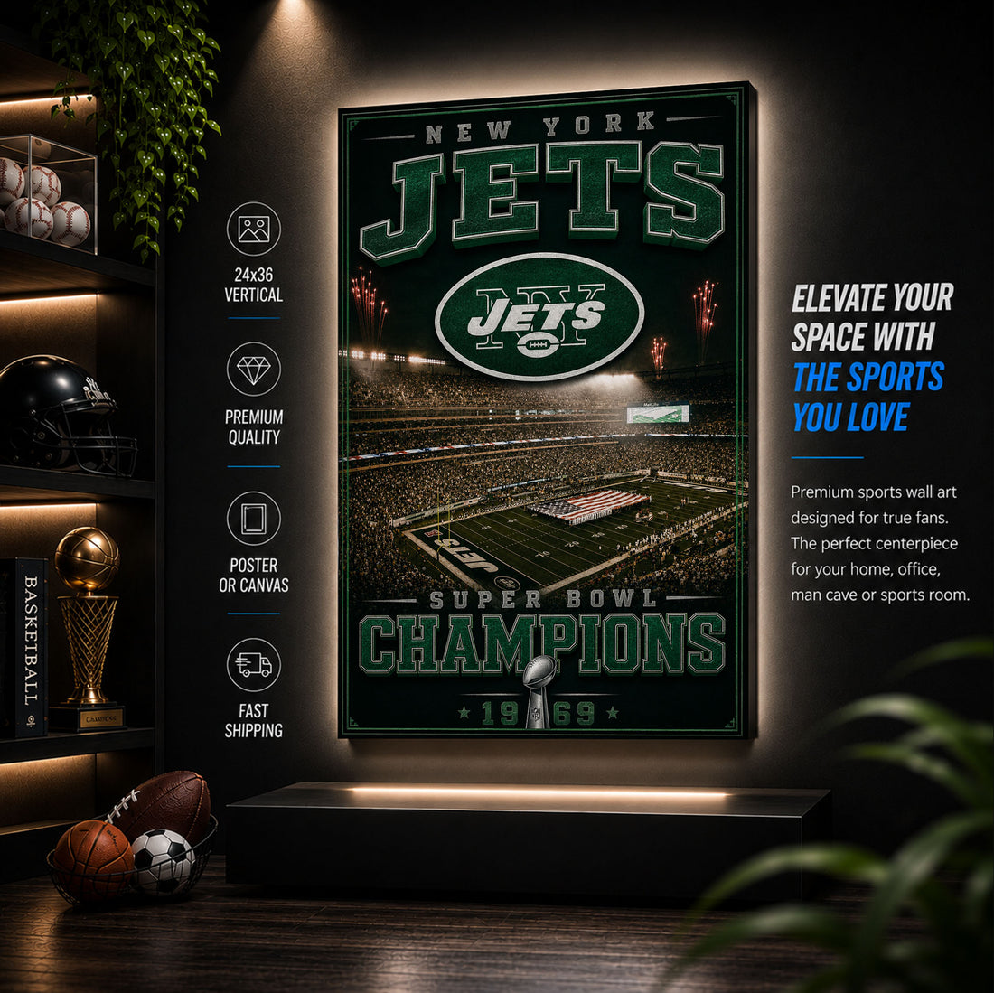 New York Jets Stadium Fan Poster or Canvas Wall Art