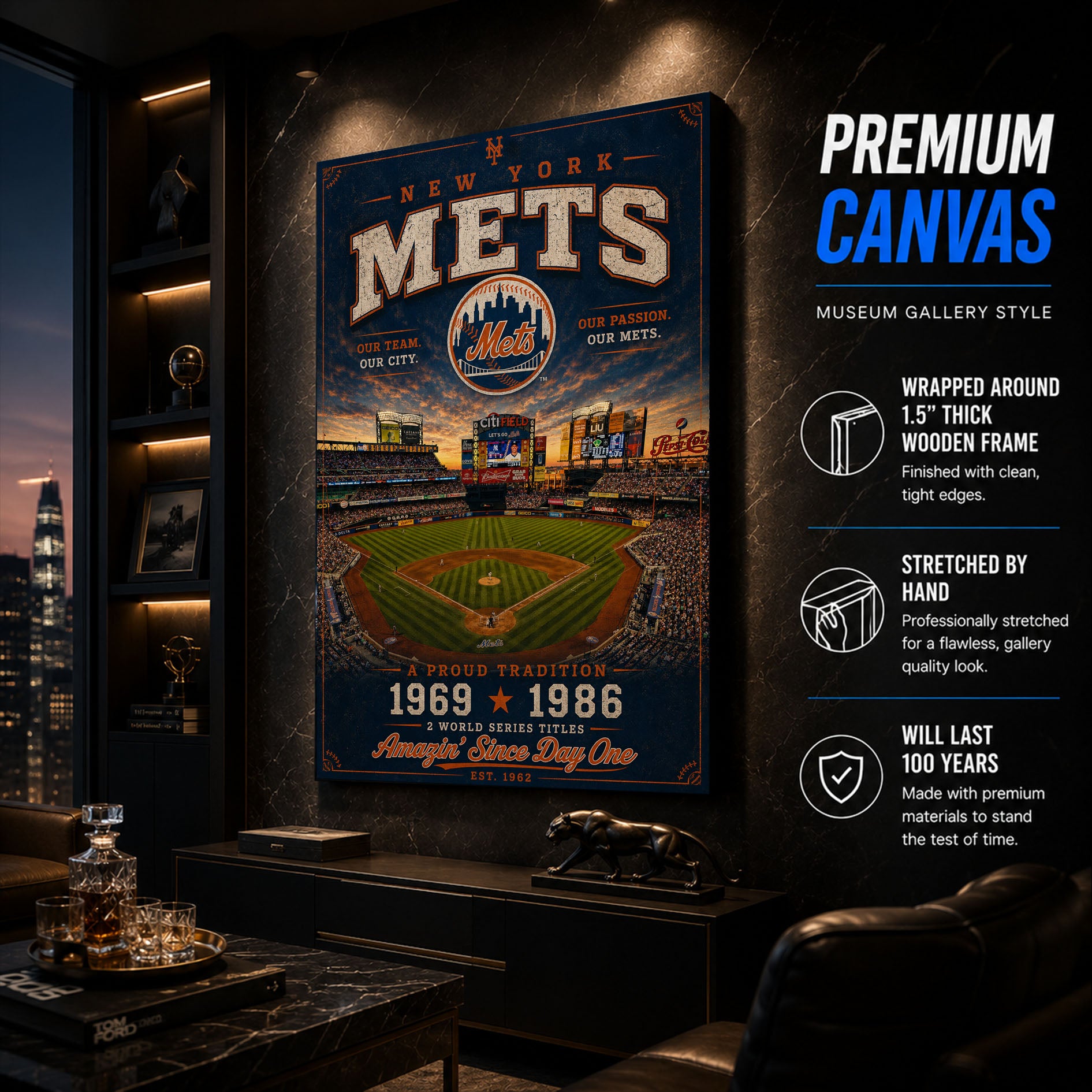 New York Mets Stadium Fan Poster or Canvas Wall Art