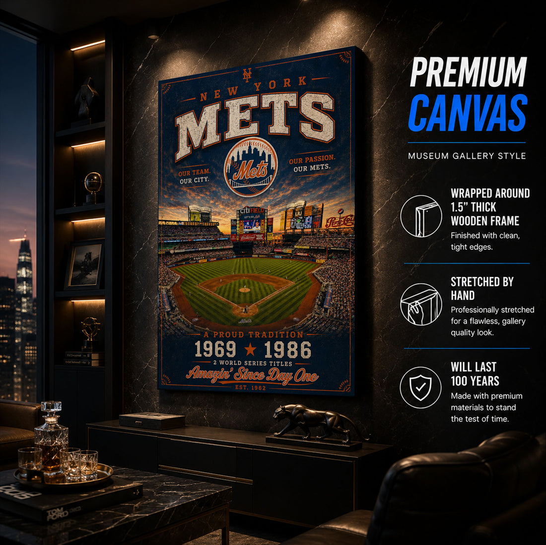New York Mets Stadium Fan Poster or Canvas Wall Art