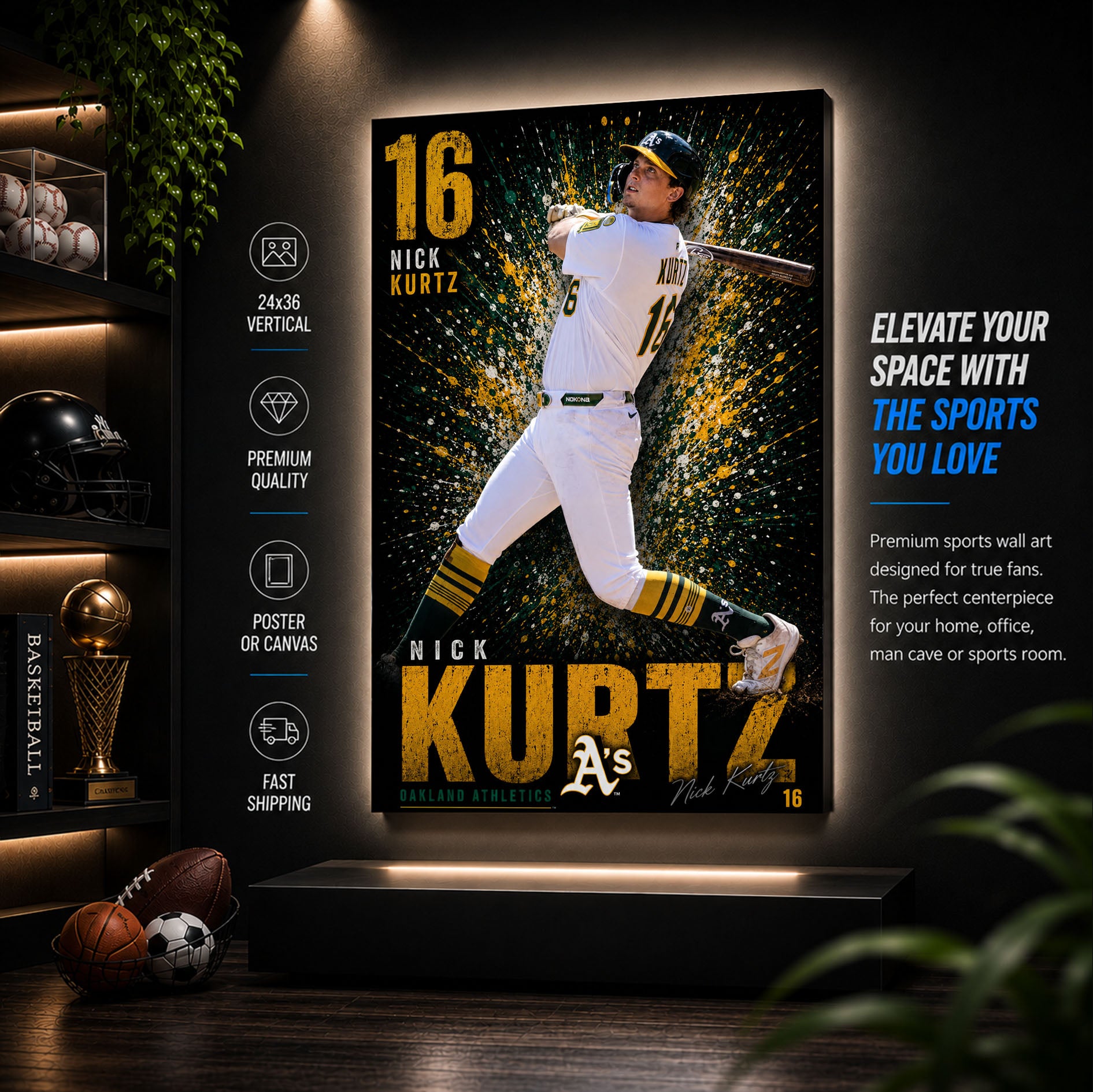 Nick Kurtz Athletics Poster or Canvas Wall Art