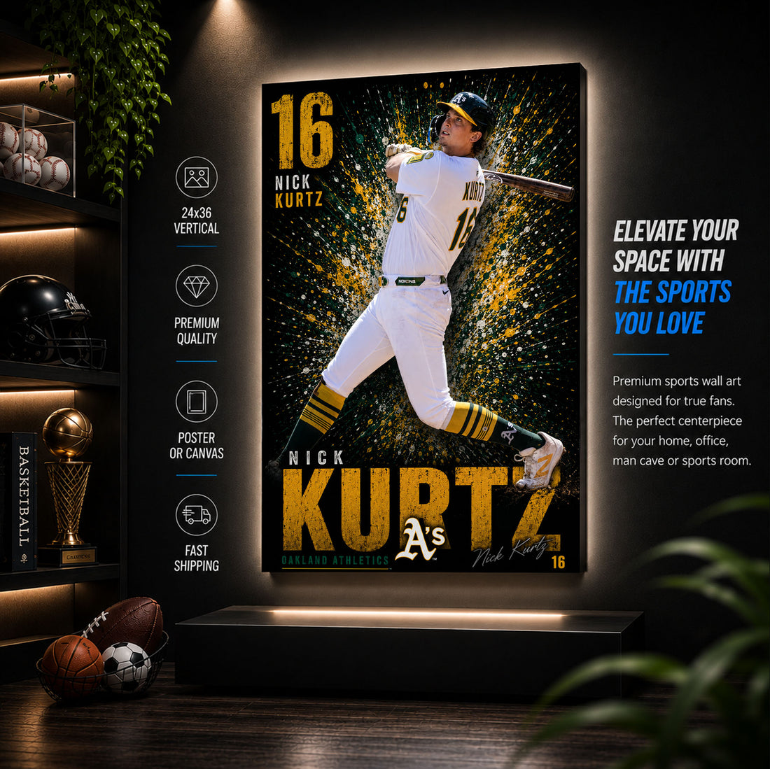 Nick Kurtz Athletics Poster or Canvas Wall Art